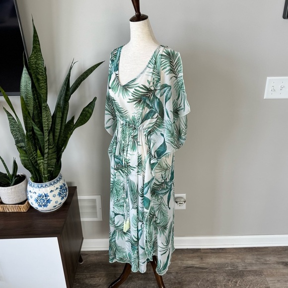 Kona Sol Palm Leaf Sheer Swim Coverup - Picture 7 of 8
